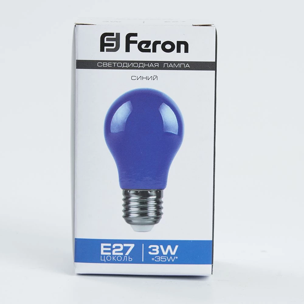Лампа светодиодная Feron LB-375 E27 3W матовая 230V синяя (25923) - Viokon.com
