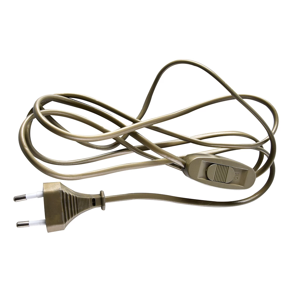 Сетевой шнур с выключателем, 230V 1,9м золото, KF-HK-1-2 (51039) - Viokon.com