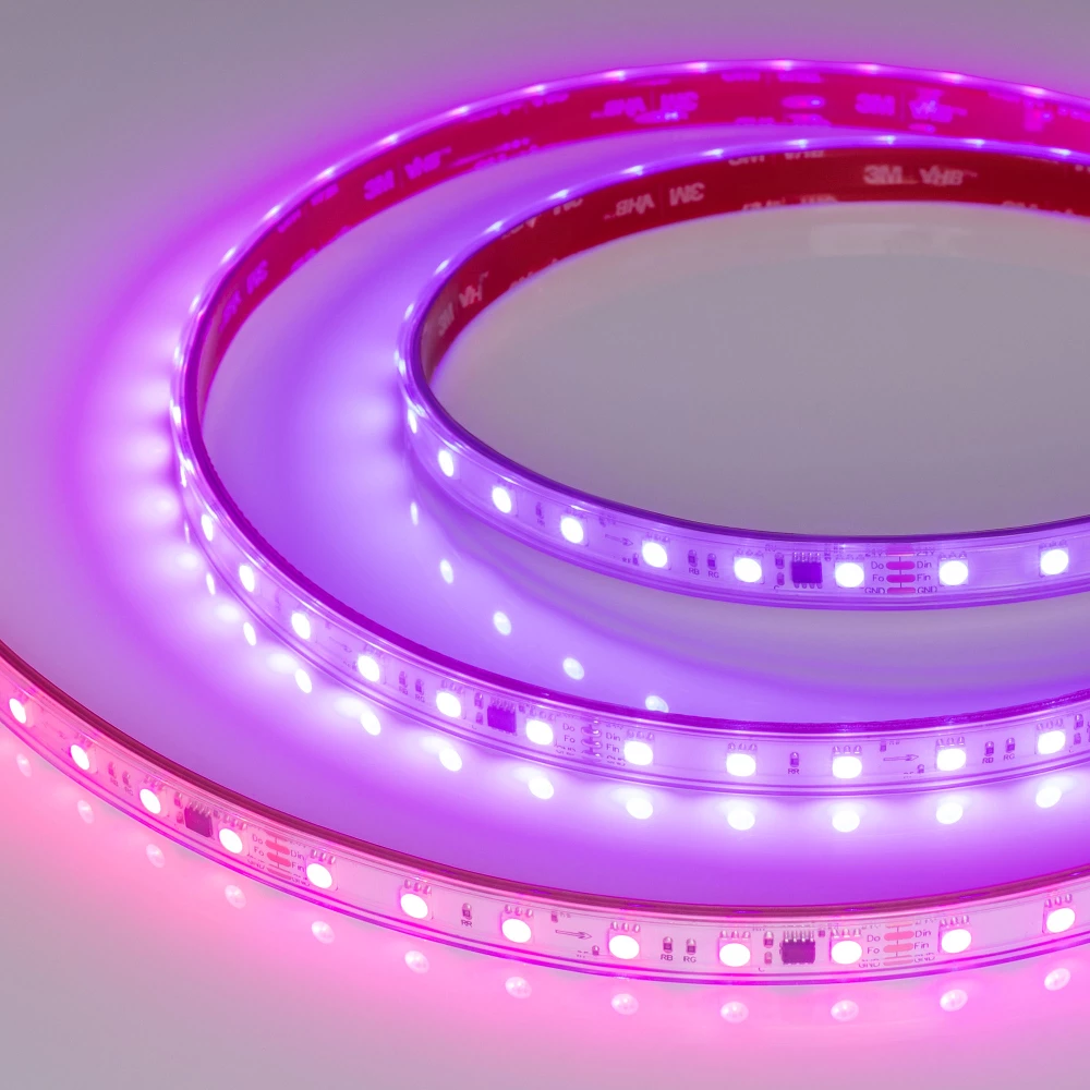 Лента герметичная SPI-PS-B60-12mm 24V RGB-PX6-BPT (12 W/m, IP67, 5060, 5m) (Arlight, бегущий огонь) 039181 - Viokon.com