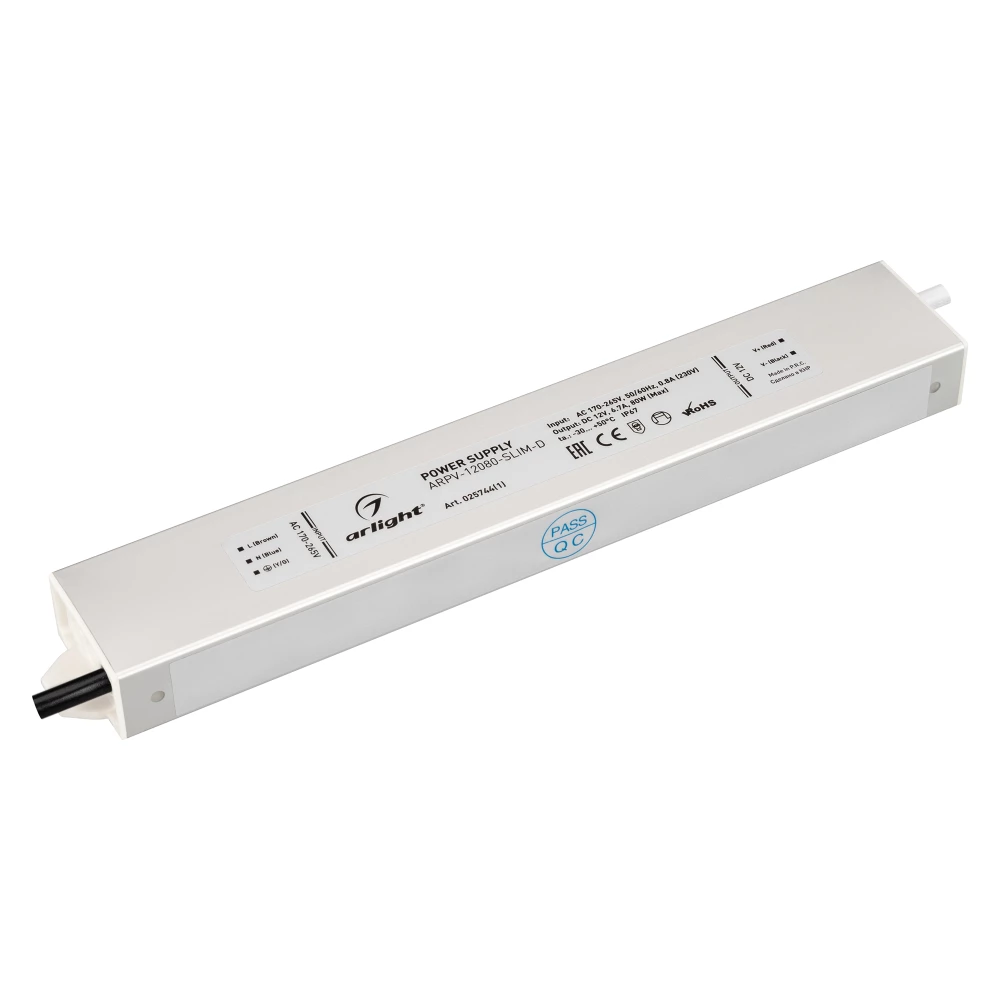 Блок питания ARPV-12080-SLIM-D (12V, 6.7A, 80W) (Arlight, IP67 Металл, 3 года) 025744(1) - Viokon.com