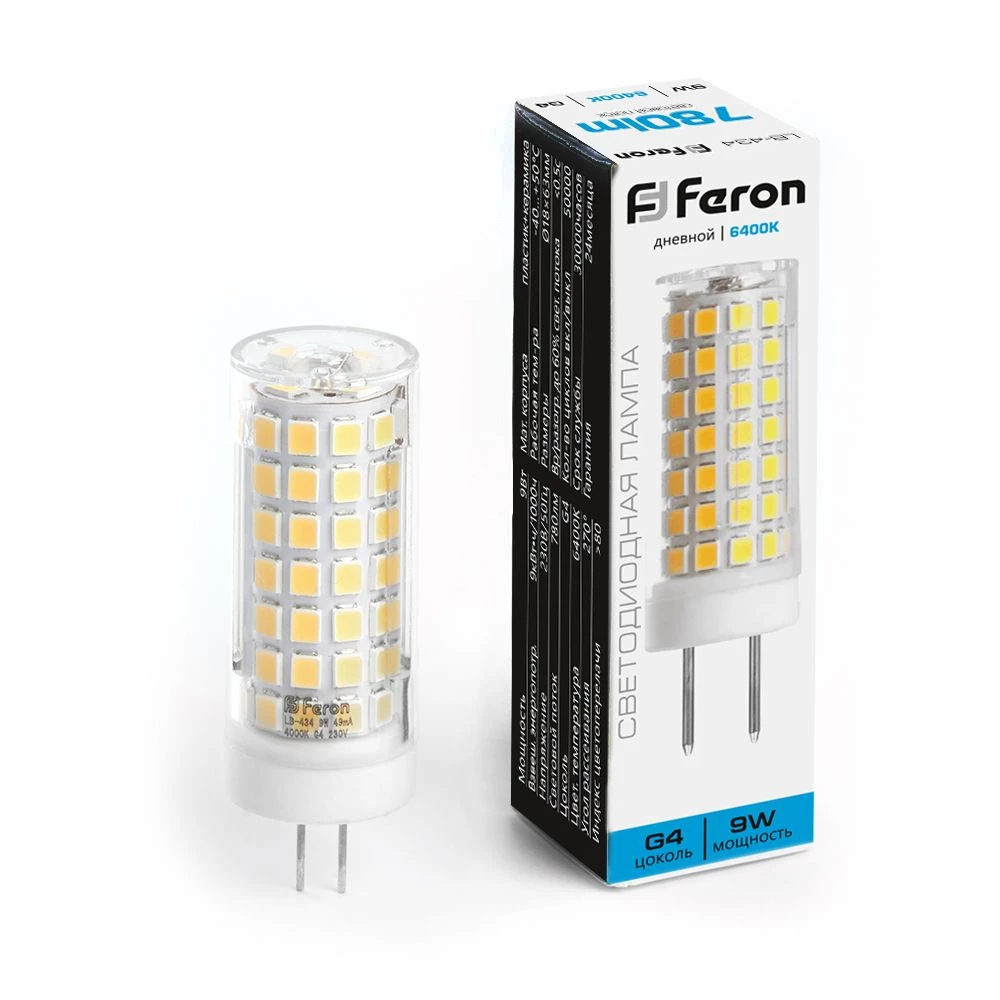 Лампа светодиодная Feron LB-434 G4 9W 175-265V 6400K (38145) - Viokon.com