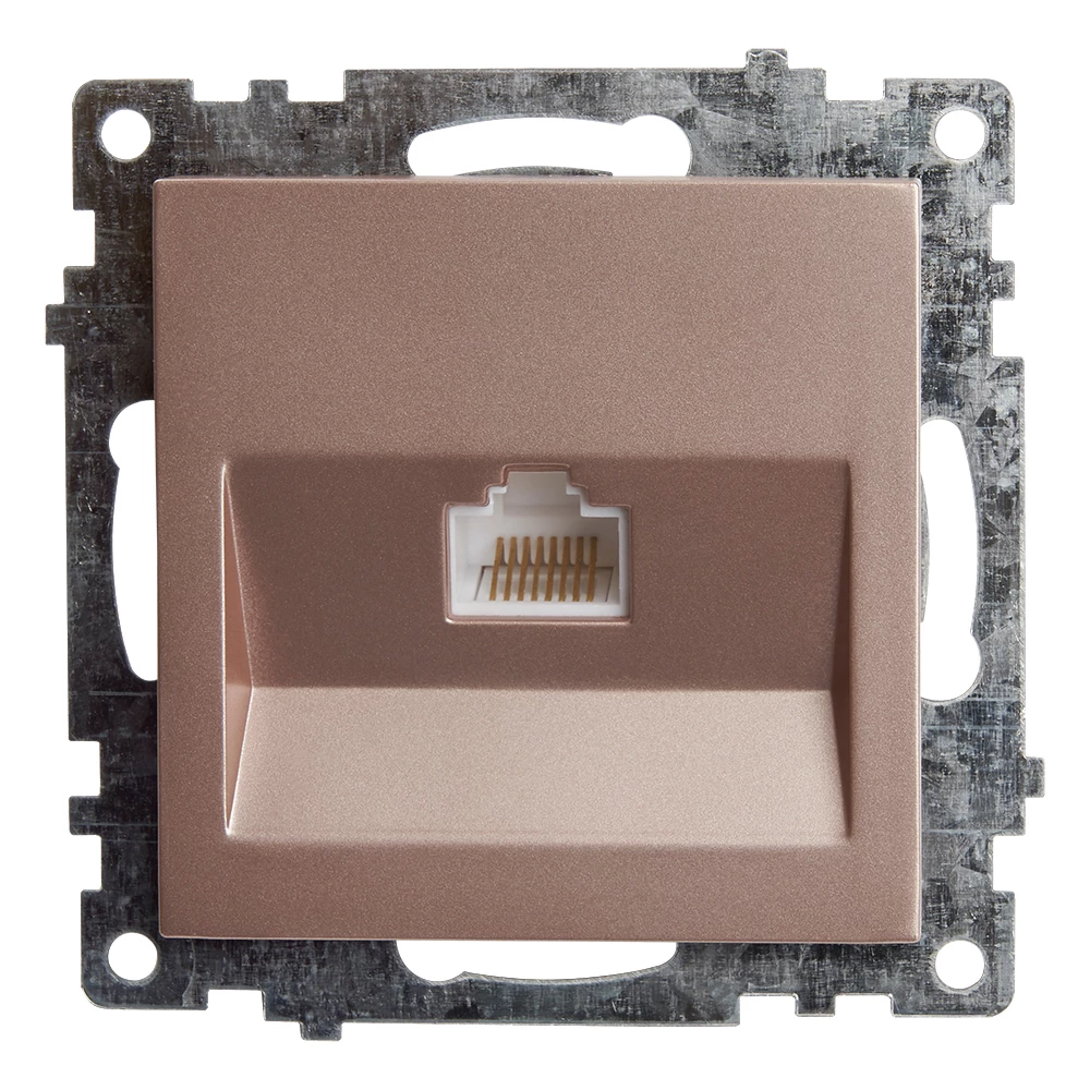 Розетка компьютерная 1-местная RJ-45 (механизм), STEKKER GLS00-7107-02, серия Катрин, шампань (39599) - Viokon.com