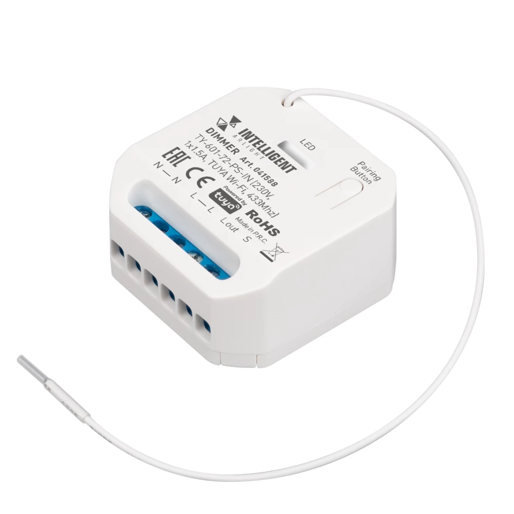 INTELLIGENT ARLIGHT Диммер TY-601-72-PS-IN (230V, 1x1.5A, TUYA Wi-Fi, 433Mhz) (IARL, IP20 Пластик, 3 года) 041588 - Viokon.com