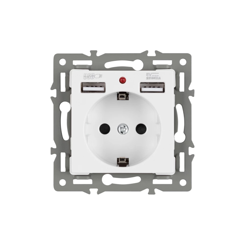 Механизм розетки с USB зарядкой SCT-MUAA-PL-WH (250V, 16A) (Arlight, -) 043733 - Viokon.com