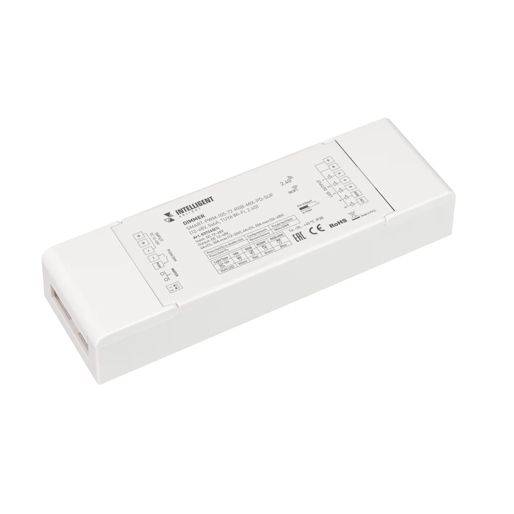 INTELLIGENT ARLIGHT Диммер SMART-PWM-105-72-RGB-MIX-PD-SUF (12-48V, 5x6A, TUYA Wi-Fi, 2.4G) (IARL, Контроллер) 037265(1) - Viokon.com
