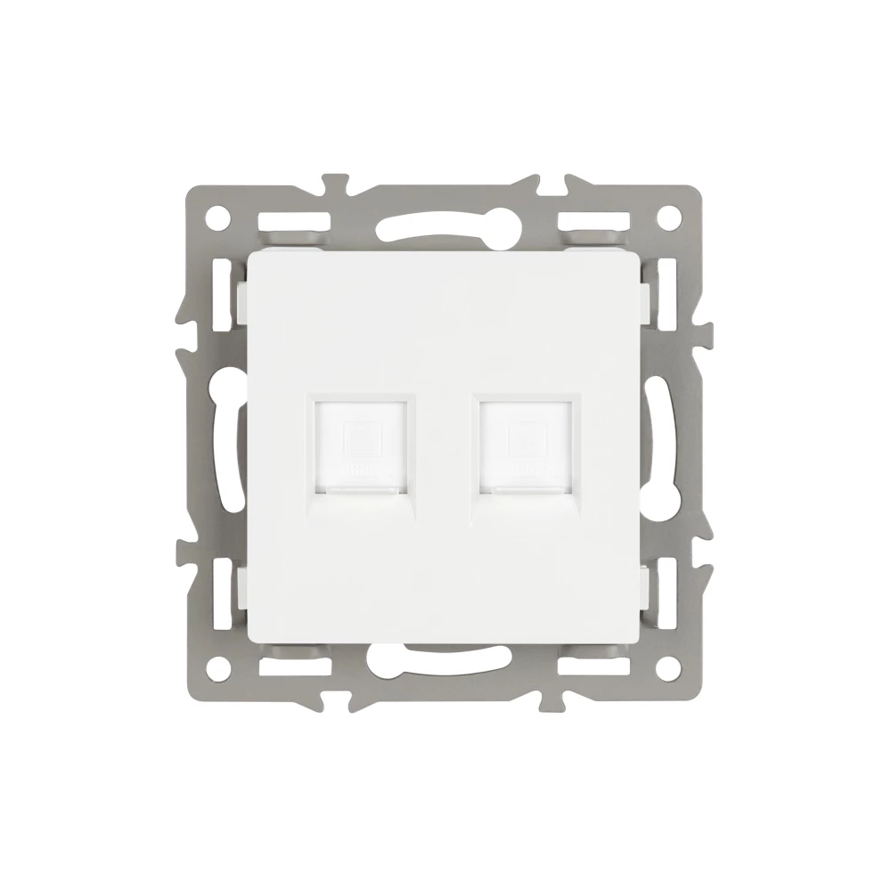 Механизм компьютерной розетки двойной SCT-MPC2-PL-WH (RJ-45, CAT6) (Arlight, -) 045336 - Viokon.com