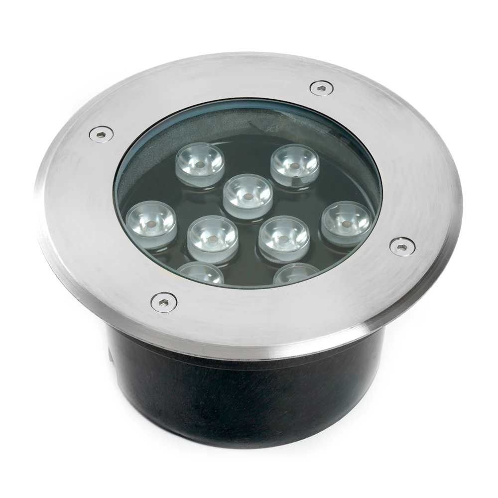 Светодиодный светильник тротуарный (грунтовый) Feron SP2803, 10W, AC/DC12V, низковольтный, 3000К, металлик, 160*H90mm, вн.диаметр: 110mm, IP67 (48469) - Viokon.com