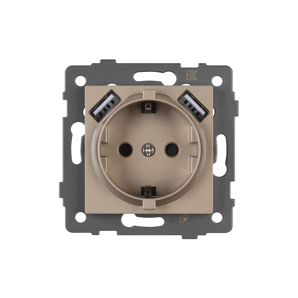 Механизм розетки с USB зарядкой SCT-MUAC-PL-GD-V (250V, 16A) (Arlight, -) 049832 - Viokon.com