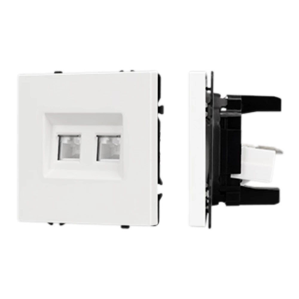 Механизм сдвоенной компьютерной розетки SCT-NOBE-MPC2-SFPL-WH (RJ-45, CAT6) (Arlight, Белый кварц) 054312 - Viokon.com