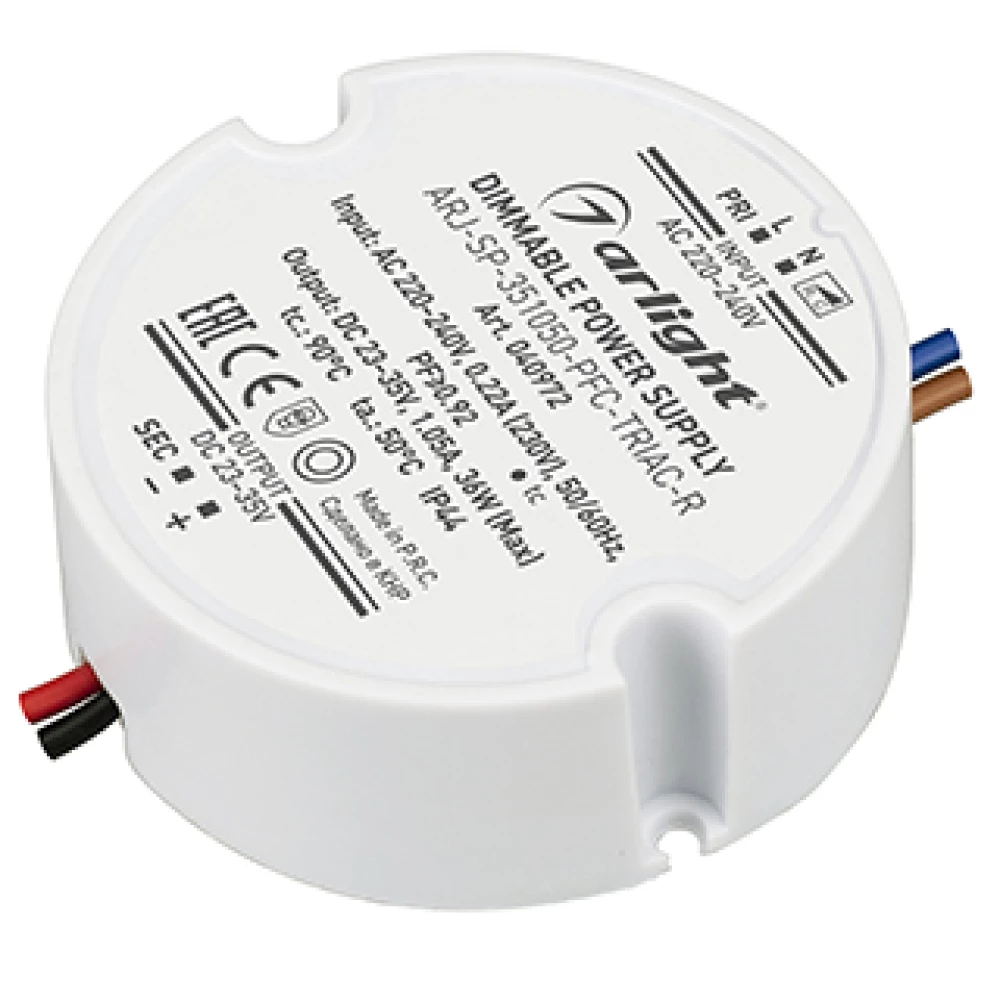 Блок питания ARJ-SP-351050-PFC-TRIAC-R (36W, 23-35V, 1050mA) (Arlight, IP44 Пластик, 5 лет) 040972 - Viokon.com