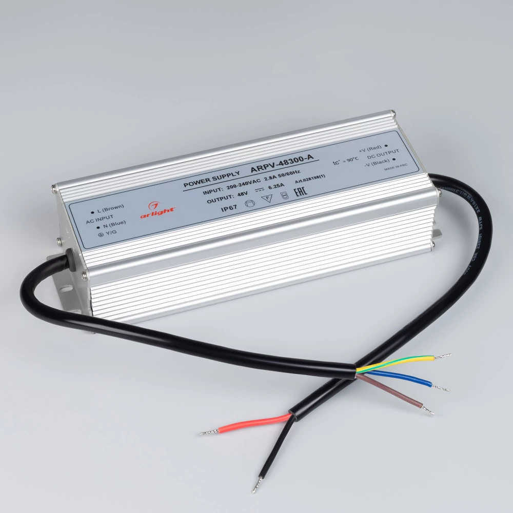 Блок питания ARPV-48300-A (48V, 6.25A, 300W) (Arlight, IP67 Металл, 3 года) 028198(1) - Viokon.com