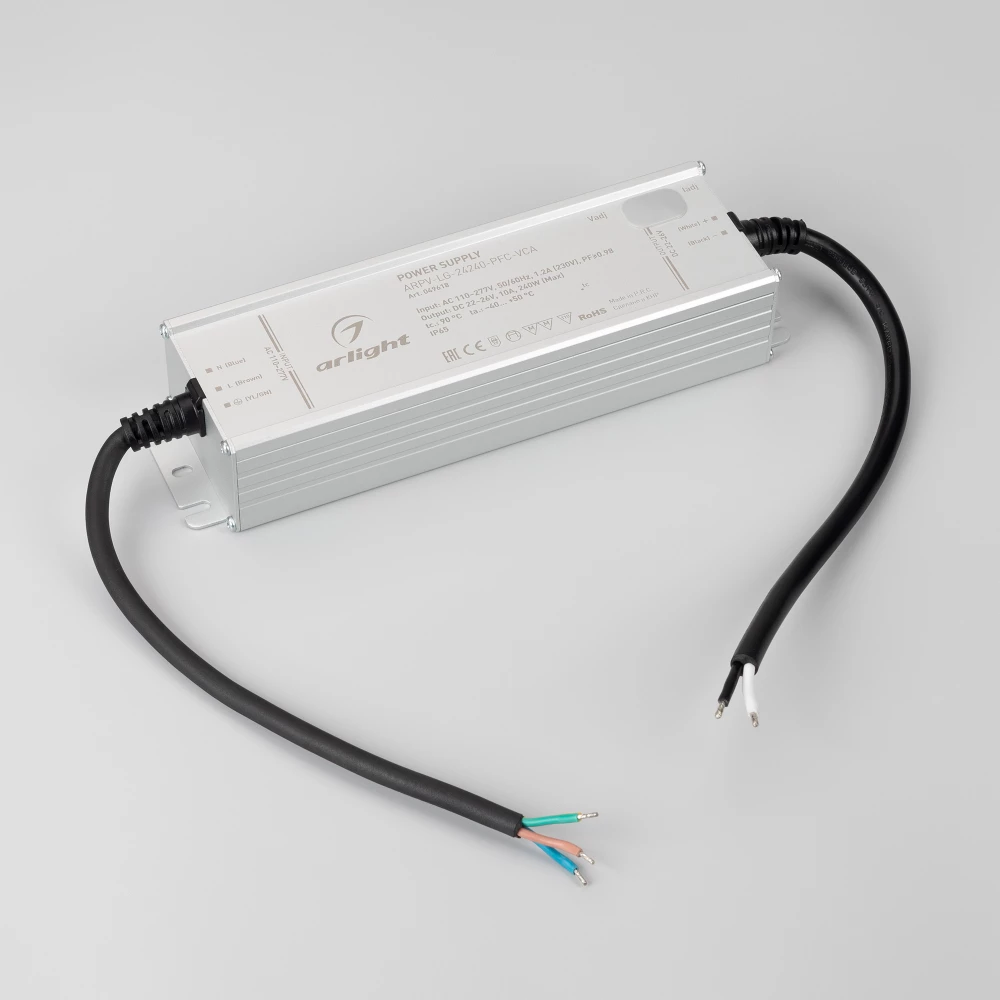 Блок питания ARPV-LG-24240-PFC-VCA (22-26V, 10A, 240W) (Arlight, IP65 Металл, 5 лет) 049618 - Viokon.com