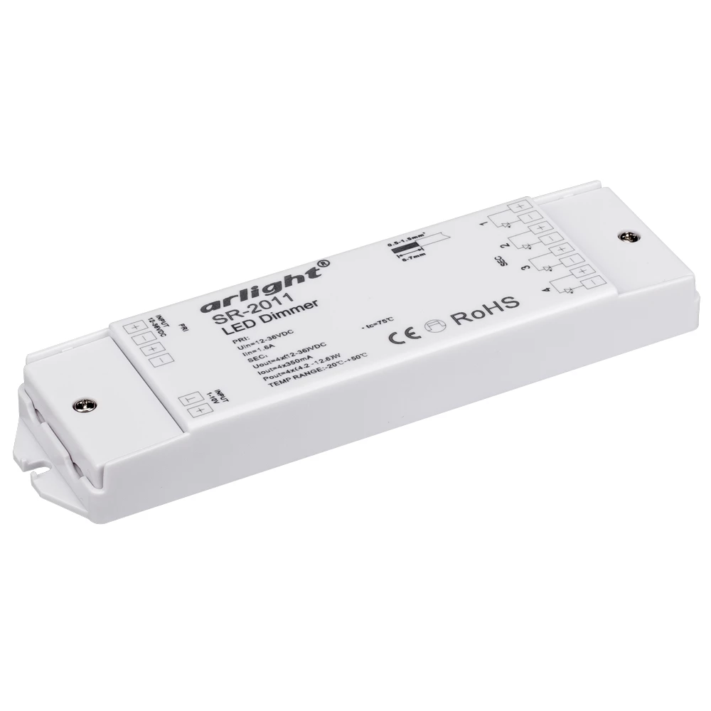 Диммер SR-2011 (12-36V, 4x350mA, 1-10V) (Arlight, IP20 Пластик, 3 года) 014719 - Viokon.com