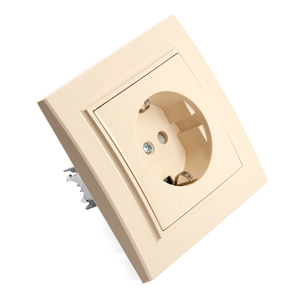Розетка 1-местная с/з, STEKKER, PST16-9010-02, 250В, 16А с защитной шторкой, серия Эрна, слоновая кость (39236) - Viokon.com