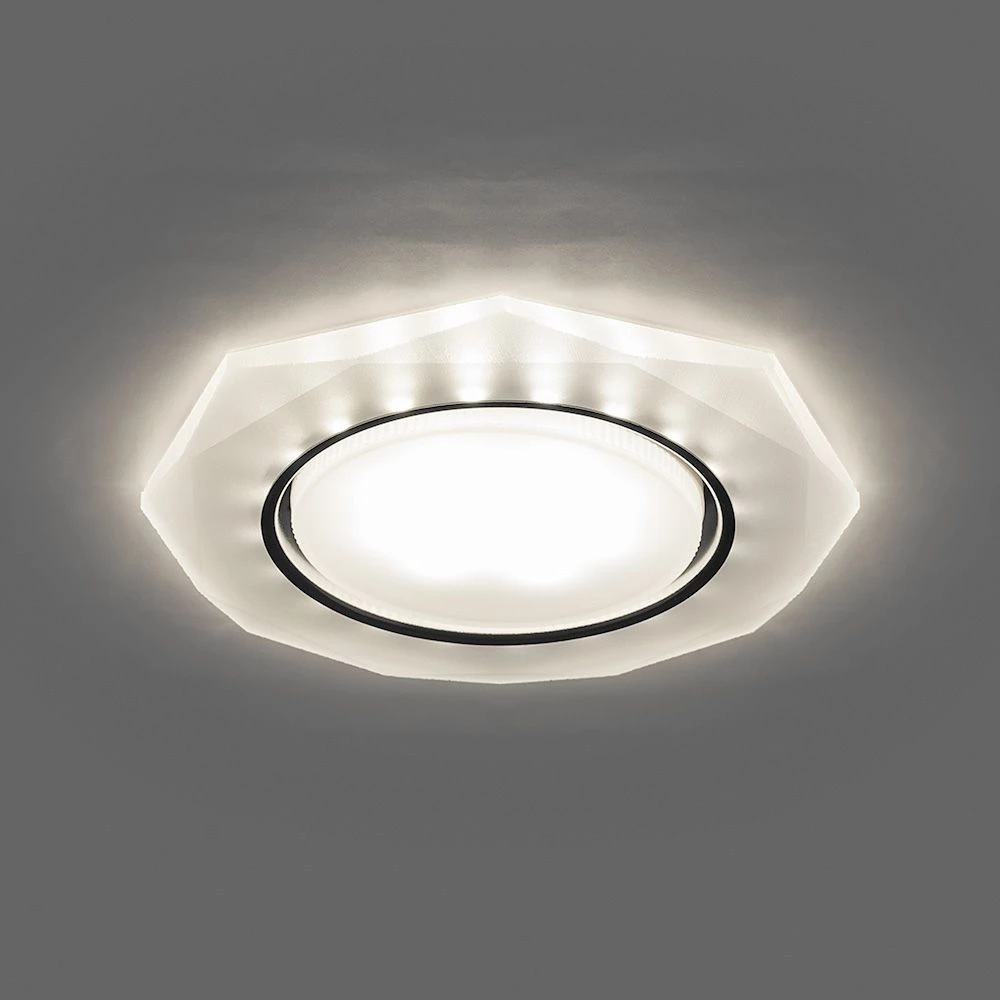 Светильник встраиваемый с белой LED подсветкой Feron CD5021 потолочный GX53 без лампы, белый матовый (32660) - Viokon.com