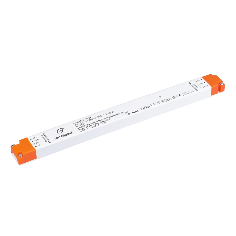 Блок питания ARV-SP-24150-PFC-DT8-CCT-LONG (24V, 6.25A, 150W) (Arlight, IP20 Пластик, 5 лет) 048241 - Viokon.com
