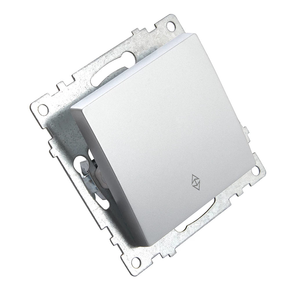 Переключатель 1-клавишный (механизм), STEKKER GLS10-7105-03, 250V, 10А, серия Катрин, серебро (39576) - Viokon.com