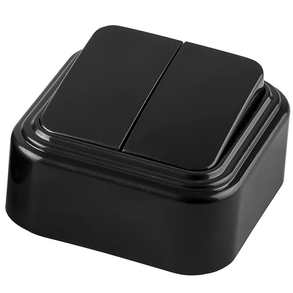 Выключатель STEKKER PSW06-22-20 двухклавишный открытой установки, 250В, 6А, IP20, черный  (VA5  6-232-Ч) (32745) - Viokon.com