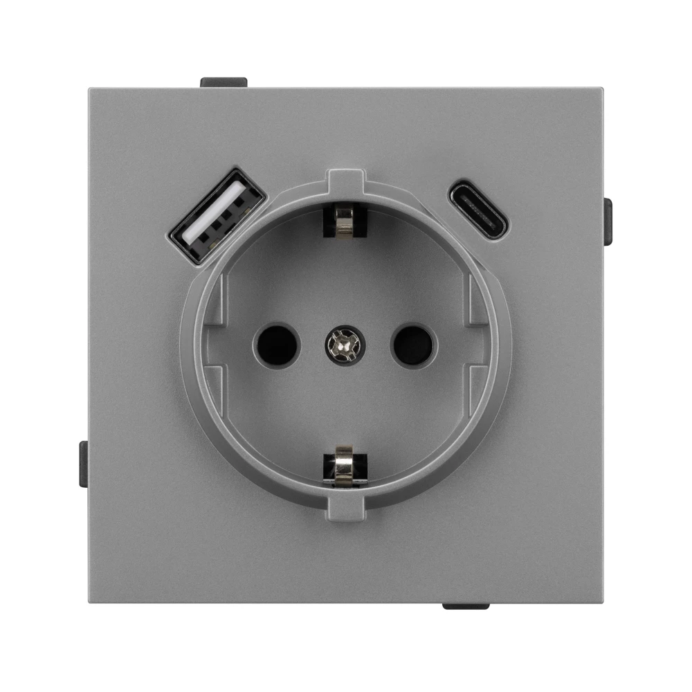 Механизм розетки с USB зарядкой SCT-TENDO-MUAC-PL-GR (230V, 16A) (Arlight, Графитовый) 054088 - Viokon.com