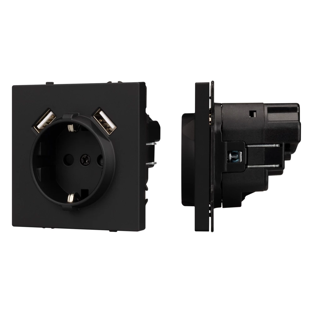 Механизм розетки с USB зарядкой SCT-NOBE-MUAA-SFPL-BK (230V, 16A) (Arlight, Черный оникс) 054289 - Viokon.com