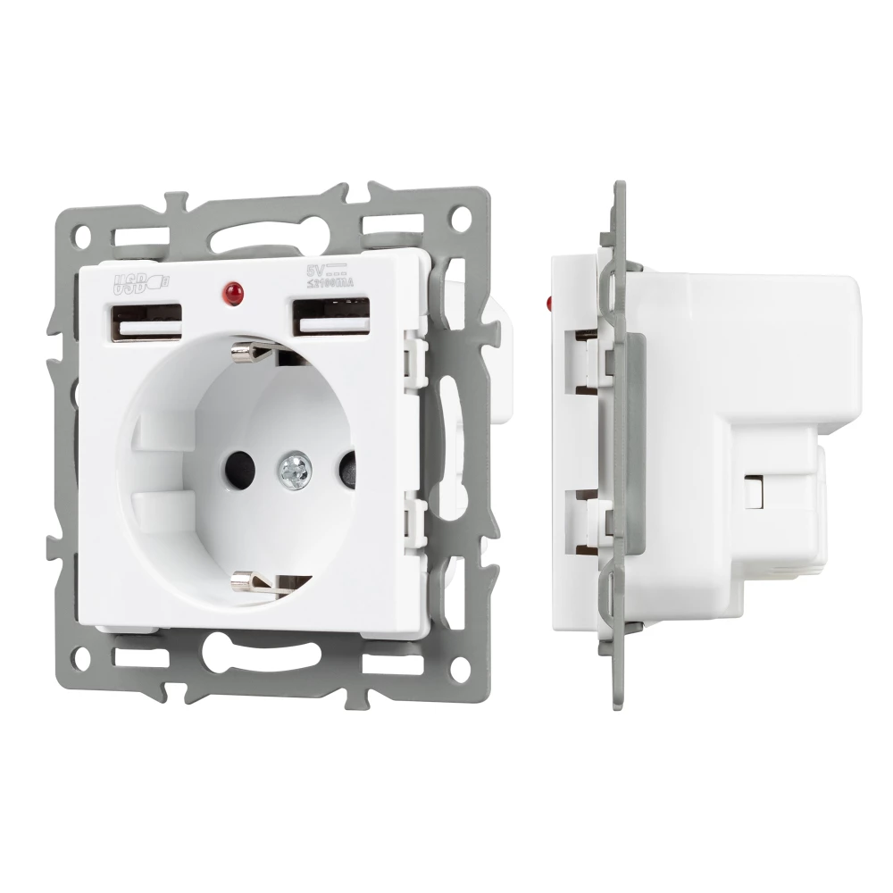 Механизм розетки с USB зарядкой SCT-MUAA-PL-WH (250V, 16A) (Arlight, -) 043733 - Viokon.com