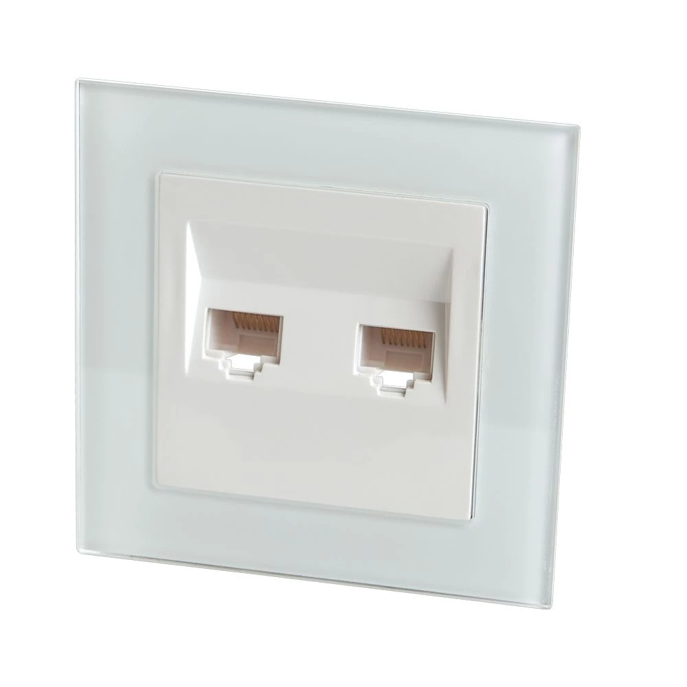 Розетка компьютерная 2-местная RJ-45 STEKKER GLS00-7006-01 , серия Катрин, белый (39246) - Viokon.com