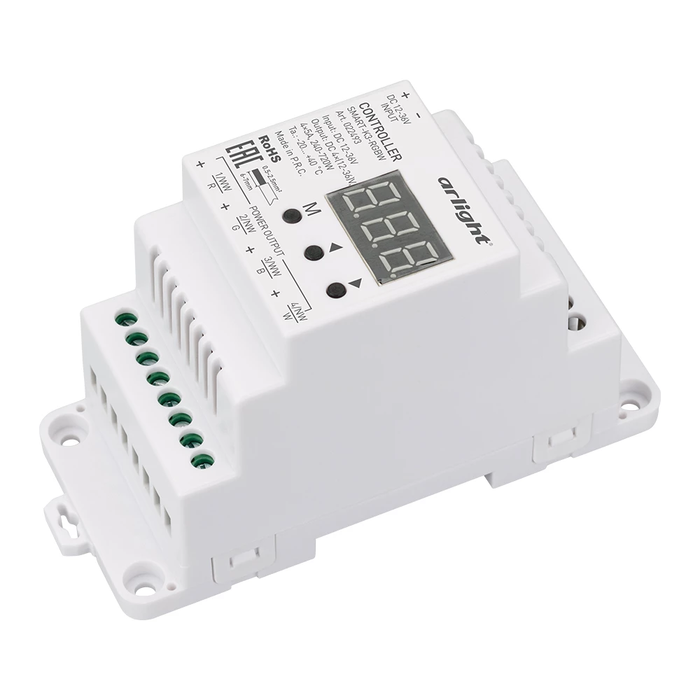 Контроллер SMART-K3-RGBW (12-36V, 4x5A, DIN, 2.4G) (Arlight, IP20 Пластик, 5 лет) 022493 - Viokon.com