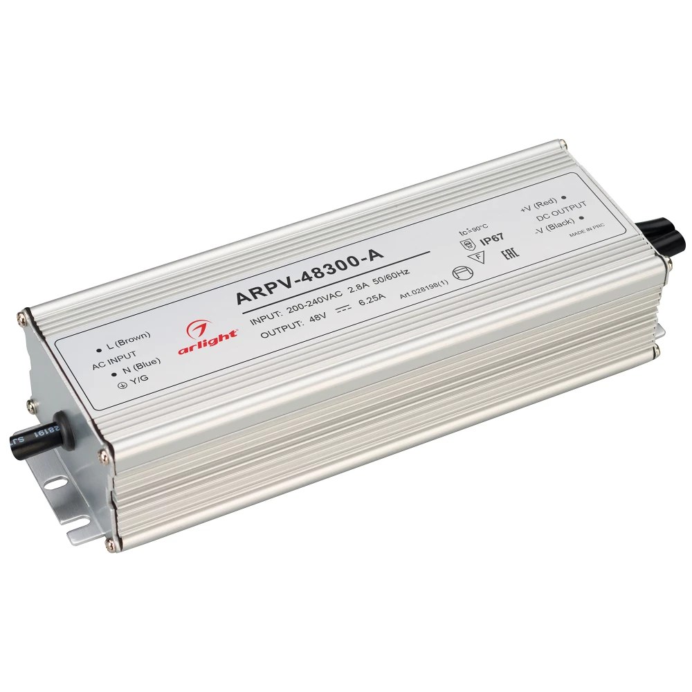 Блок питания ARPV-48300-A (48V, 6.25A, 300W) (Arlight, IP67 Металл, 3 года) 028198(1) - Viokon.com