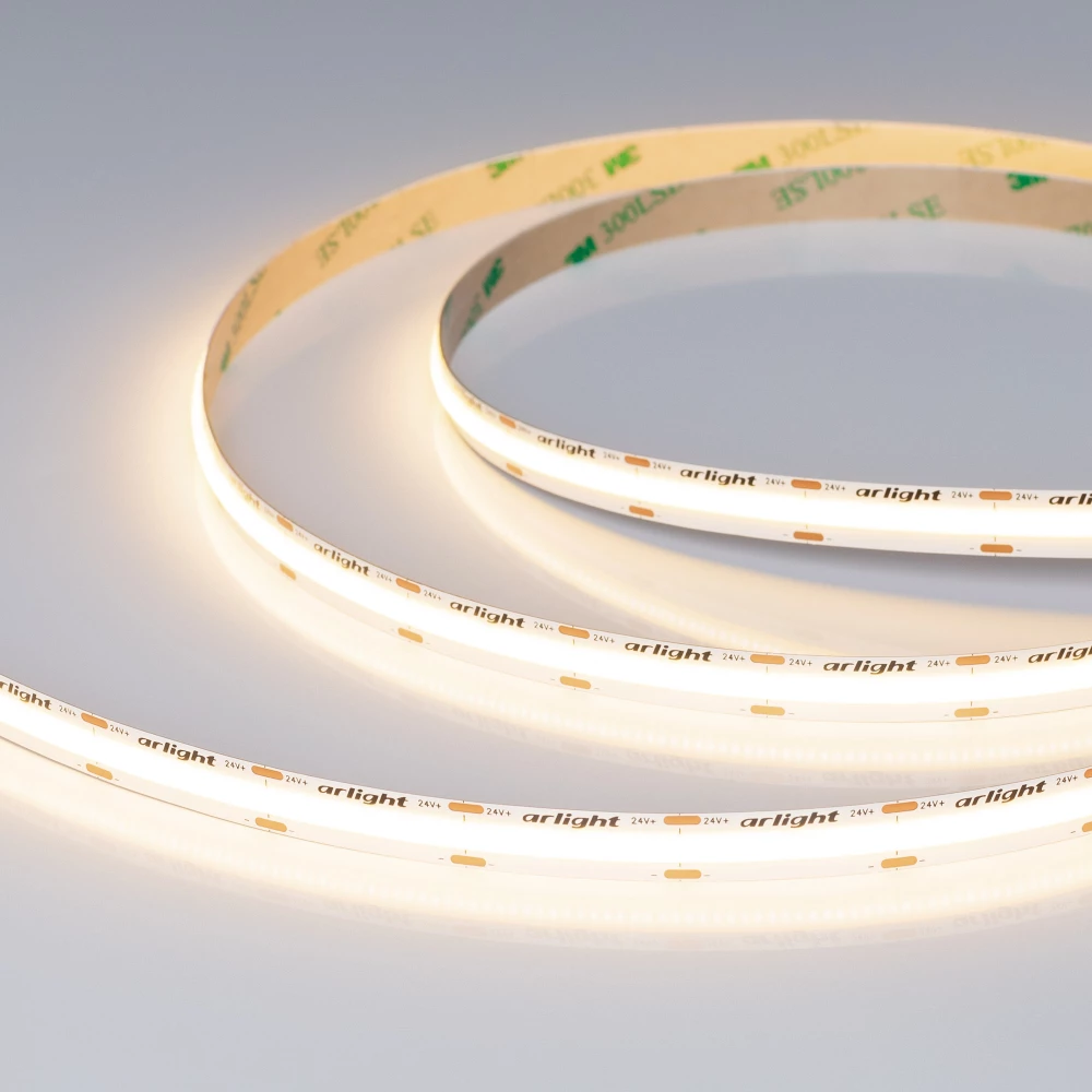 Лента COB-X576-10mm 24V Warm3500 (15 W/m, IP20, 5m) (Arlight, высок.эфф.150 лм/Вт) 059120 - Viokon.com