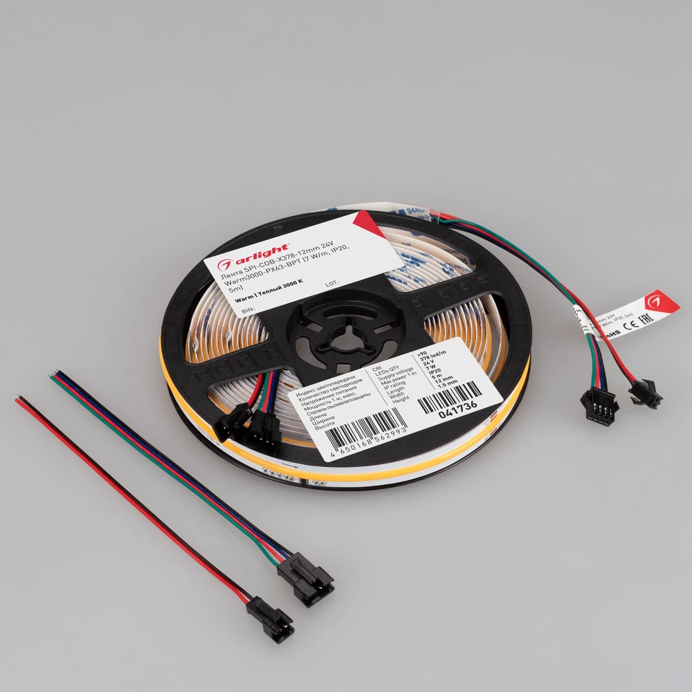 Лента SPI-COB-X378-12mm 24V Warm3000-PX63-BPT (7 W/m, IP20, 5m) (Arlight, бегущий огонь) 041736 - Viokon.com