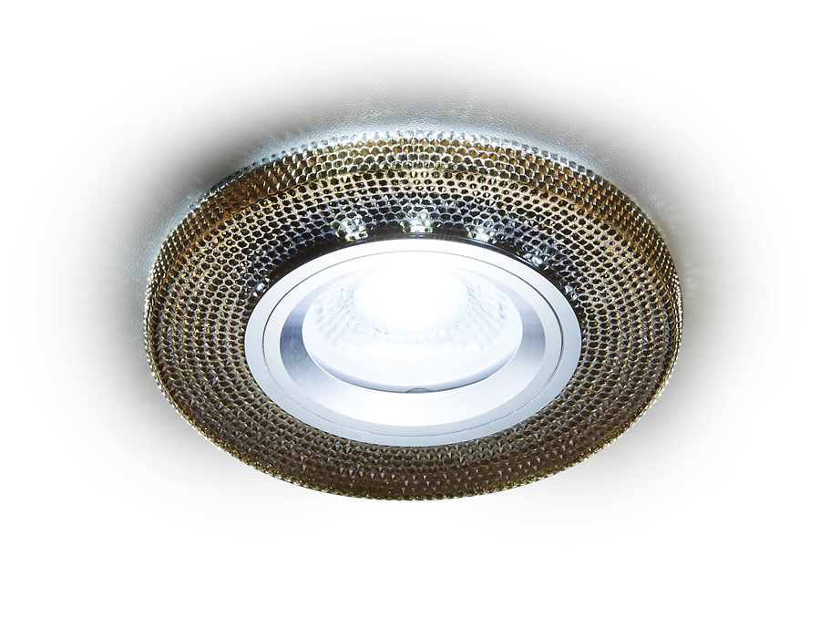 Встраиваемый точечный светильник MR16 с LED подсветкой S290 BK хром/агат/MR16+3W(LED WHITE) - Viokon.com