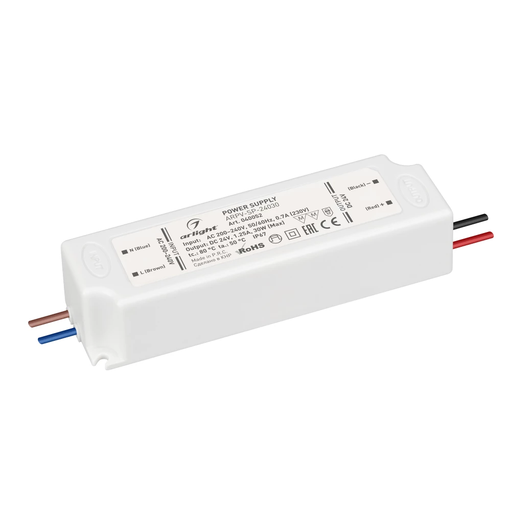 Блок питания ARPV-SP-24030 (24V, 1.25A, 30W) (Arlight, IP67 Пластик, 5 лет) 040052 - Viokon.com