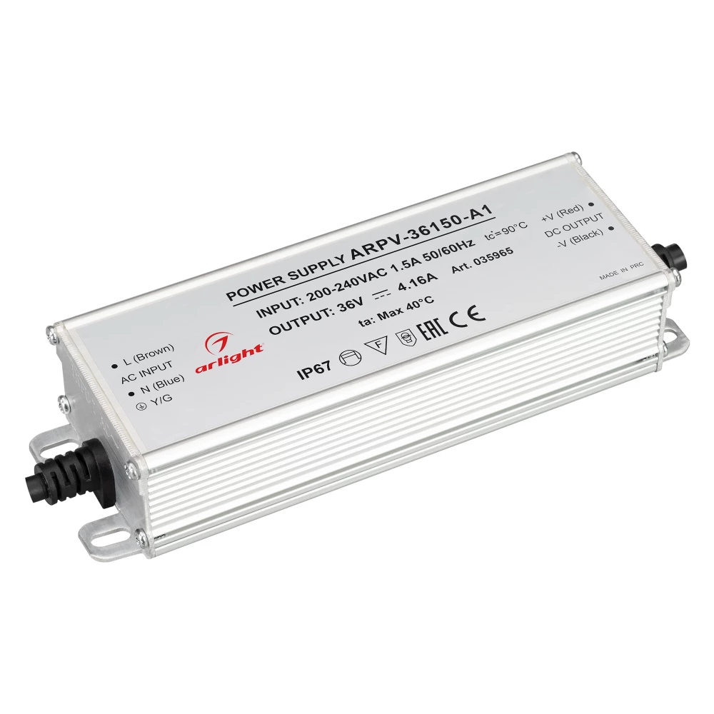 Блок питания ARPV-36150-A1 (36V, 4.16A, 150W) (Arlight, IP67 Металл, 3 года) 035965 - Viokon.com
