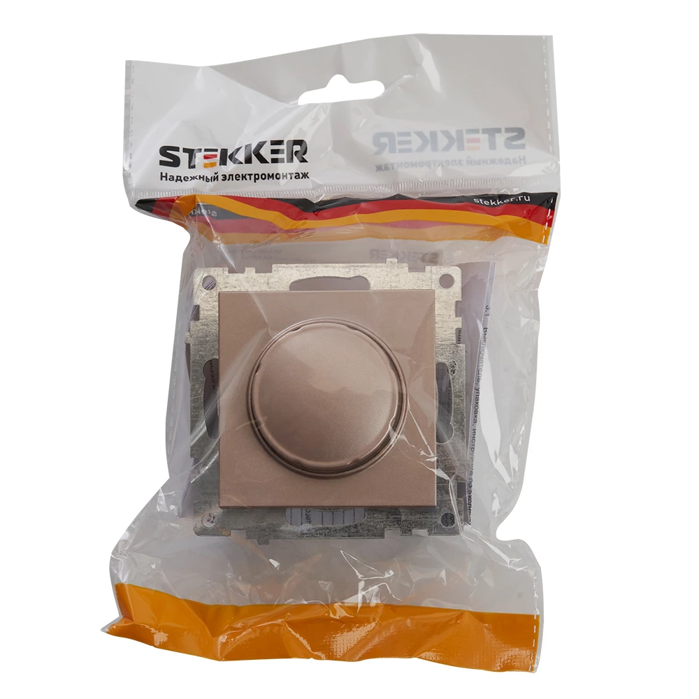 Выключатель диммирующий TRIAC(механизм), STEKKER GLS10-7106-02, 250V, 500W, серия Катрин, шампань (39601) - Viokon.com