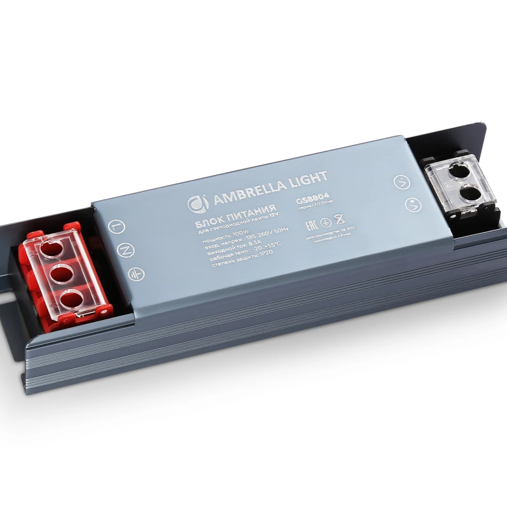 Блок питания для светодиодной ленты 12V 100W 8.3A IP20 185-260V 130*35*22 GS8804 GS8804 блок питания 12V 100W 8.3A IP20 185-260V 130*35*22 - Viokon.com