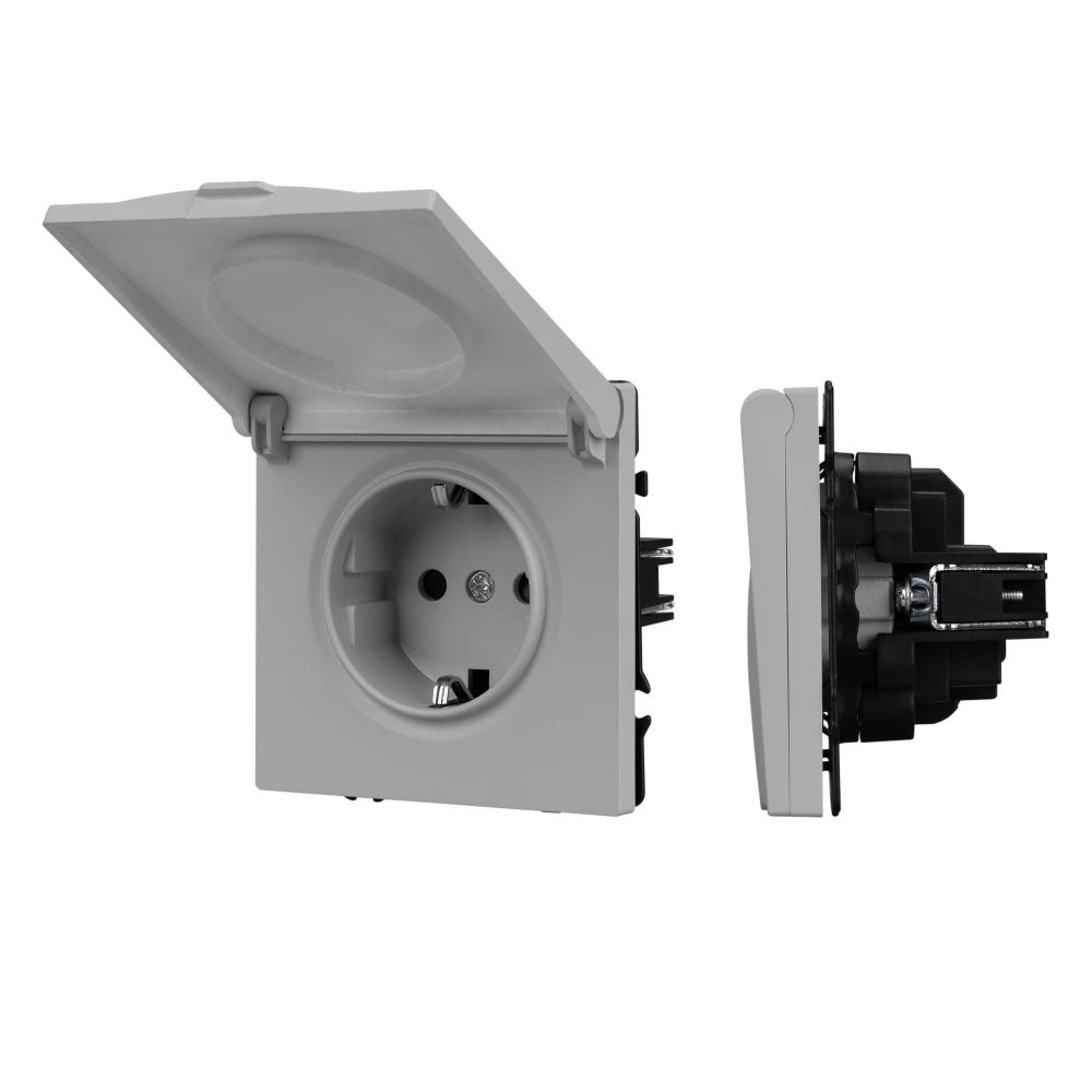 Механизм розетки влагозащищённый SCT-NOBE-MCP-SFPL-IS (230V, 16A) (Arlight, Никель) 059441 - Viokon.com